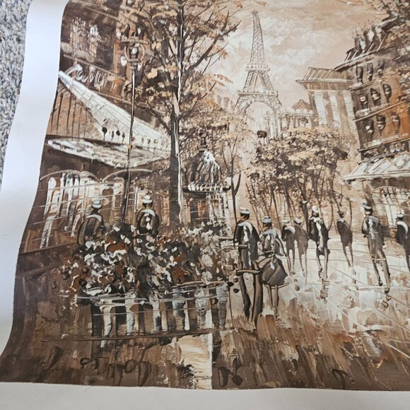 Paris Street Scene Oil Painting On Canvas  Eiffel Tower Signed By Julien - Picture 6 of 9